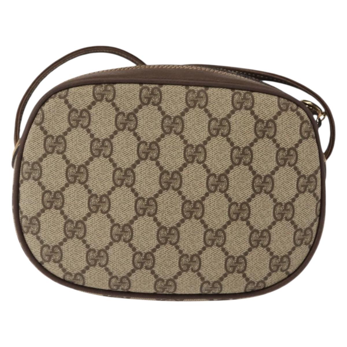 GUCCI GG Supreme Web Sherry Line Bag PVC Beige 007 58 6112 4023 Auth 148252