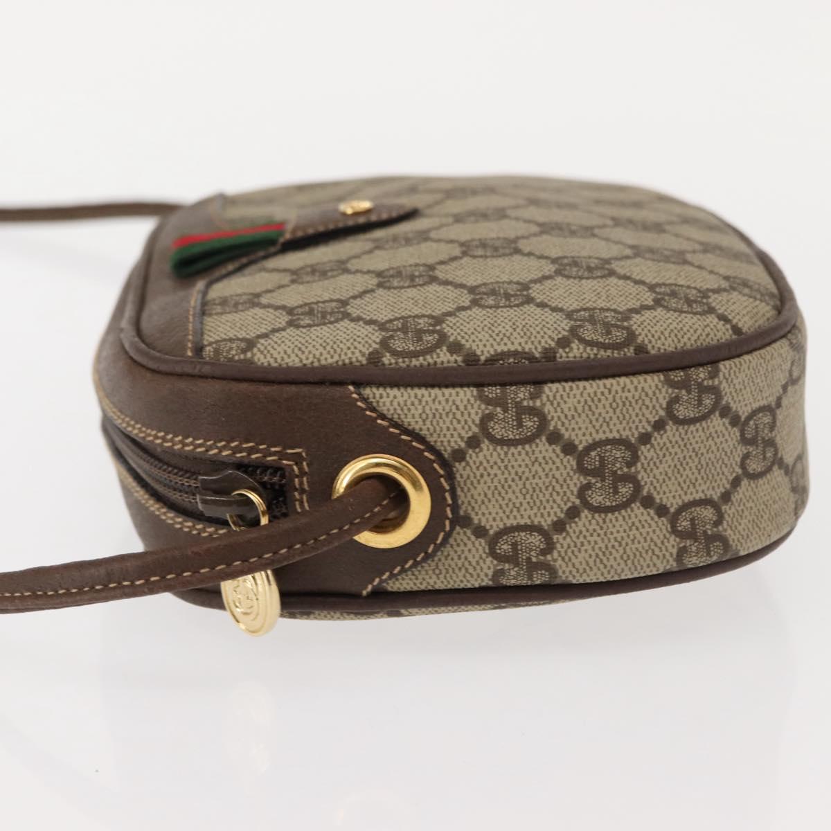 GUCCI GG Supreme Web Sherry Line Bag PVC Beige 007 58 6112 4023 Auth 148252