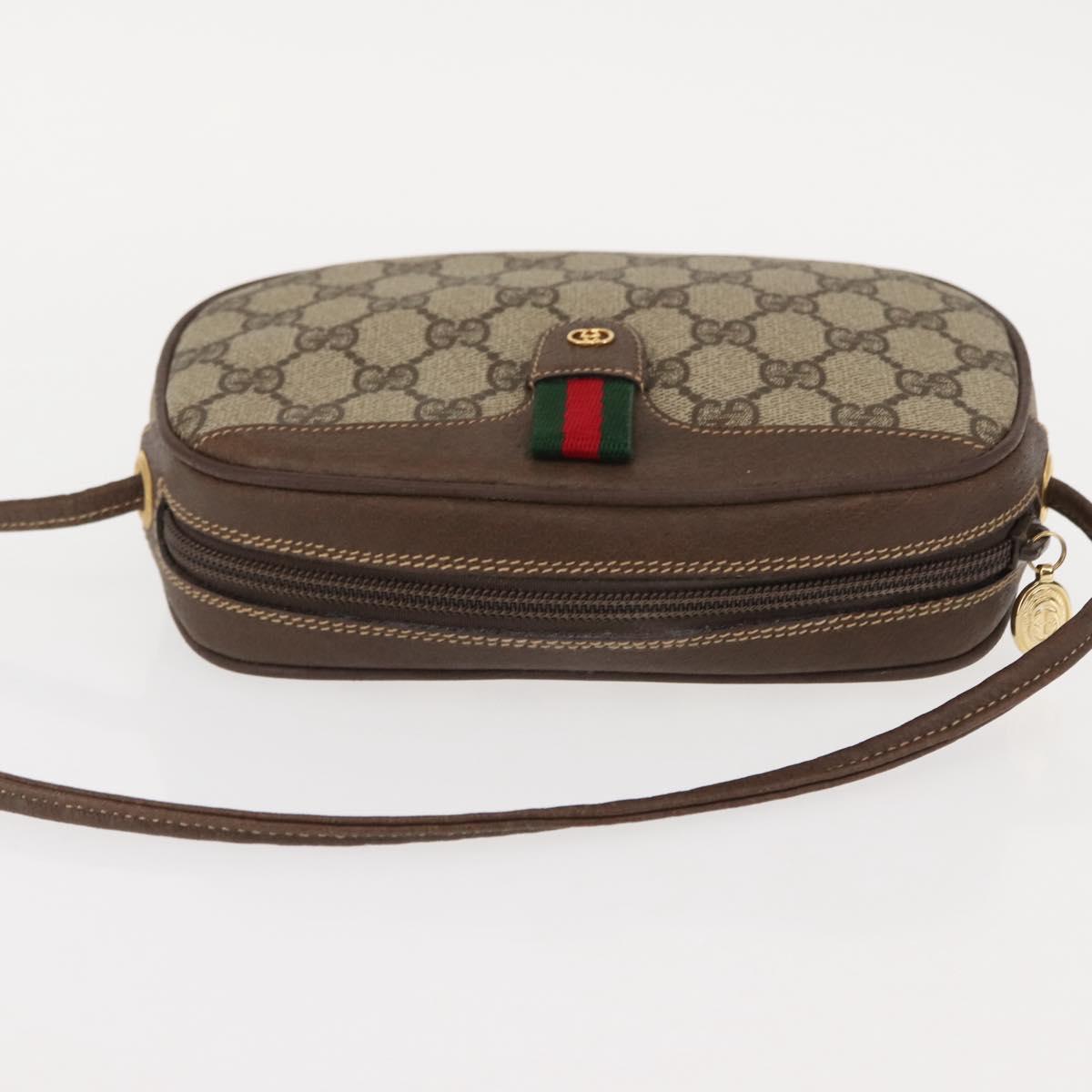 GUCCI GG Supreme Web Sherry Line Bag PVC Beige 007 58 6112 4023 Auth 148252