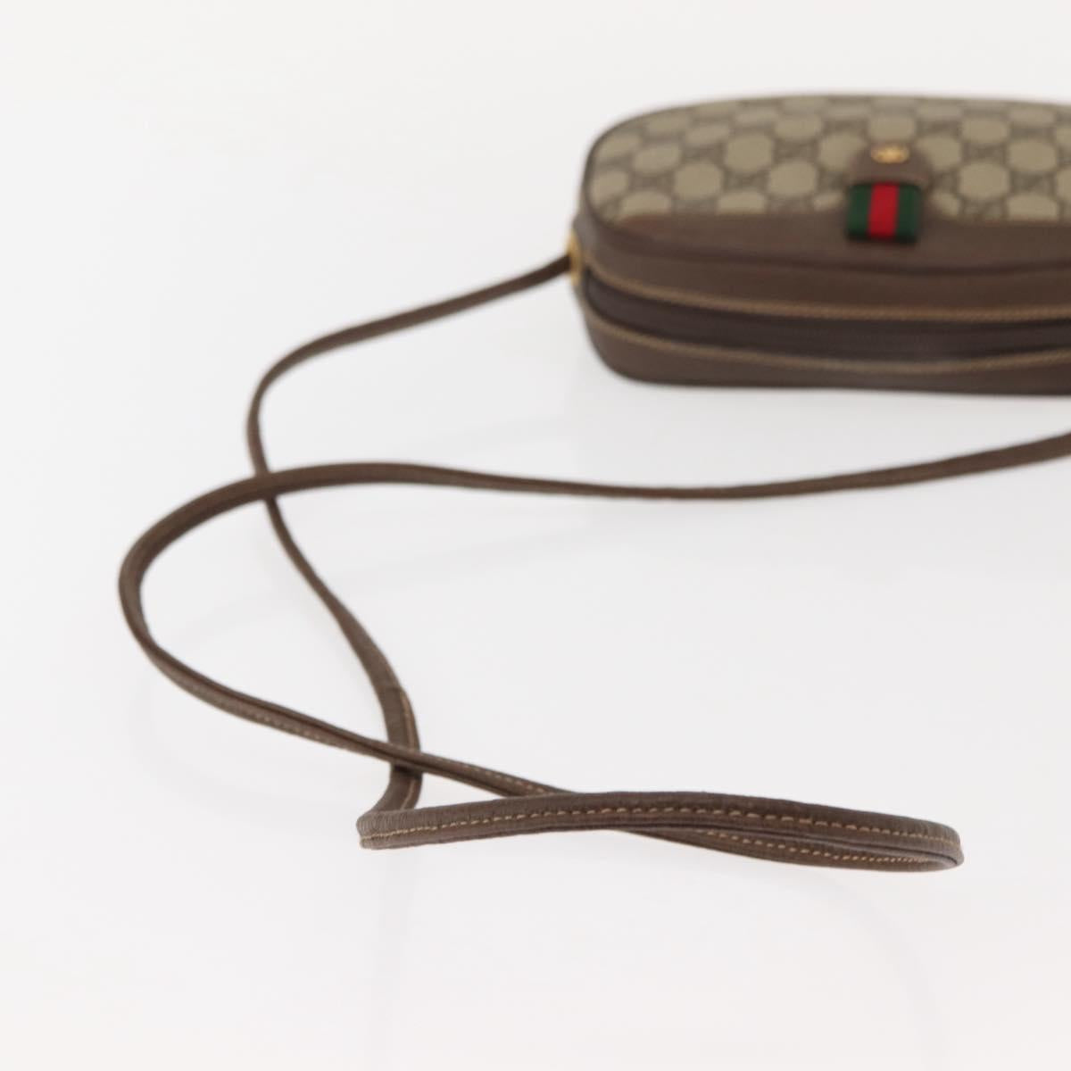 GUCCI GG Supreme Web Sherry Line Bag PVC Beige 007 58 6112 4023 Auth 148252