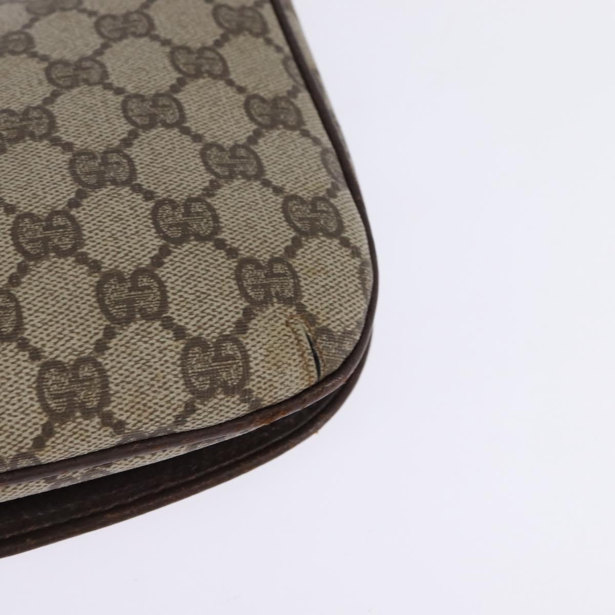 GUCCI GG Supreme Clutch Bag PVC Beige Gold Auth 148253