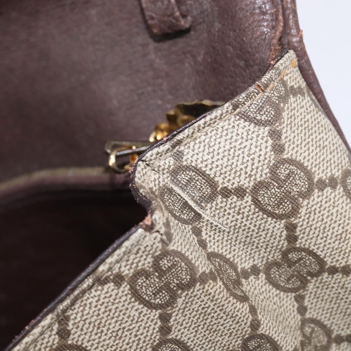 GUCCI GG Supreme Clutch Bag PVC Beige Gold Auth 148253