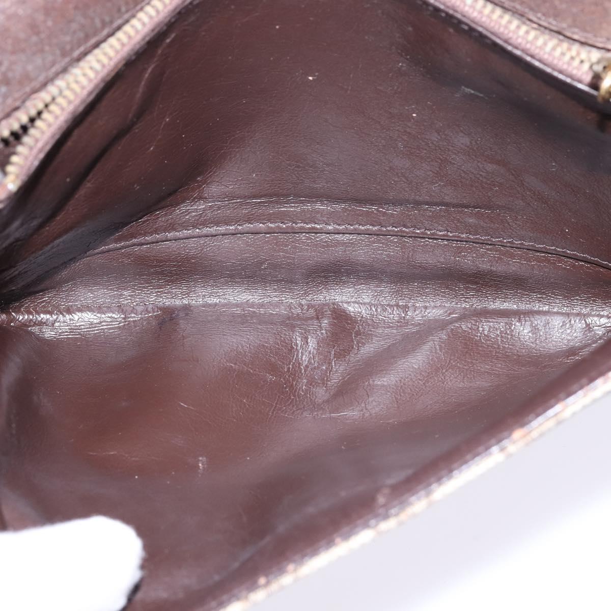 GUCCI GG Supreme Clutch Bag PVC Beige Gold Auth 148253