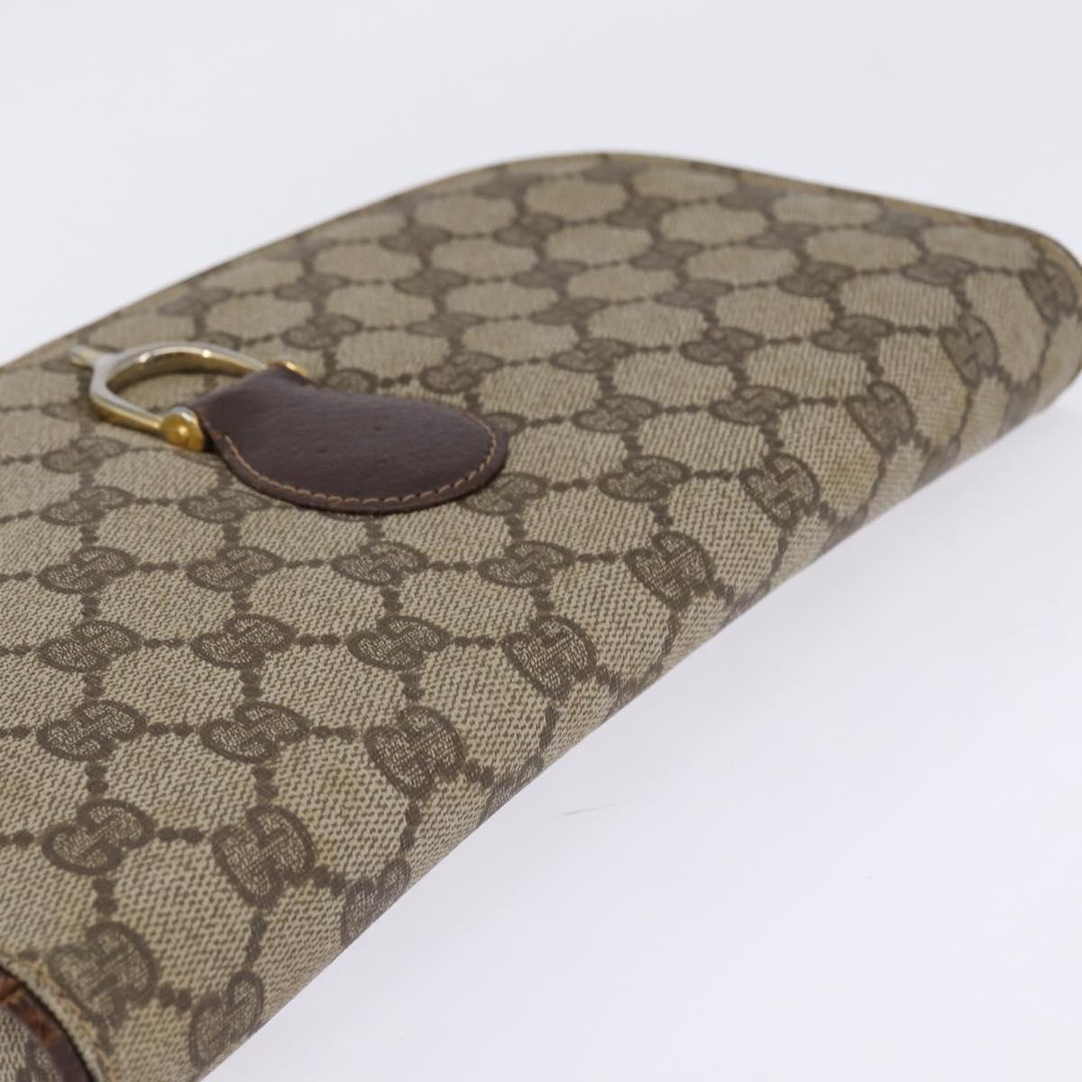 GUCCI GG Supreme Clutch Bag PVC Beige Gold Auth 148253