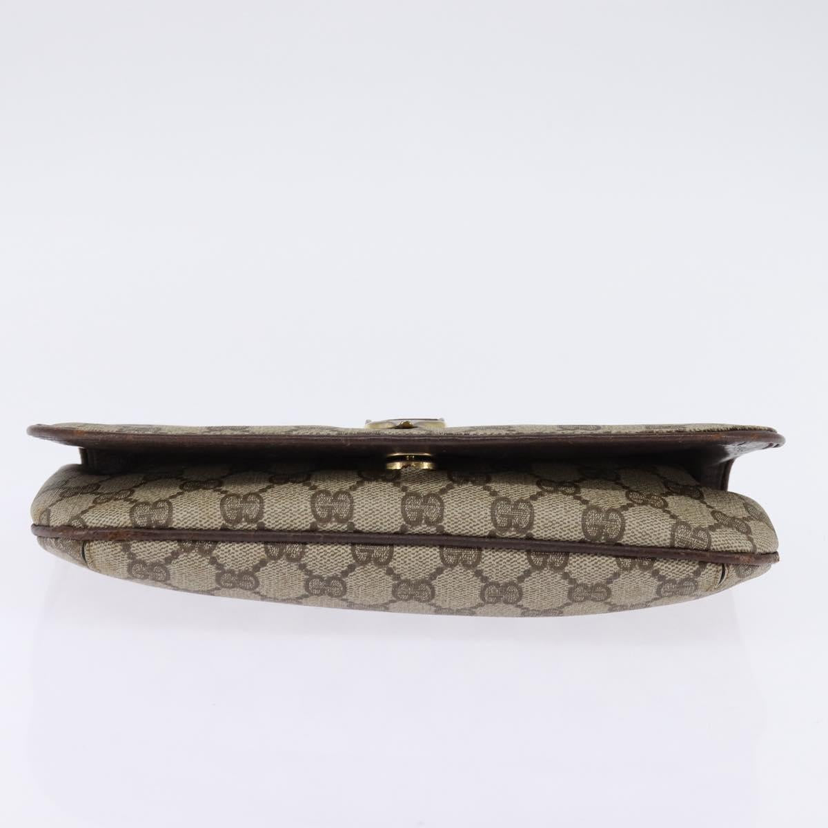 GUCCI GG Supreme Clutch Bag PVC Beige Gold Auth 148253