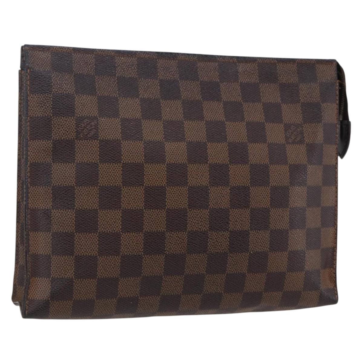 LOUIS VUITTON Damier Ebene Poche Toilette 26 Pouch N47543 LV Auth 148255