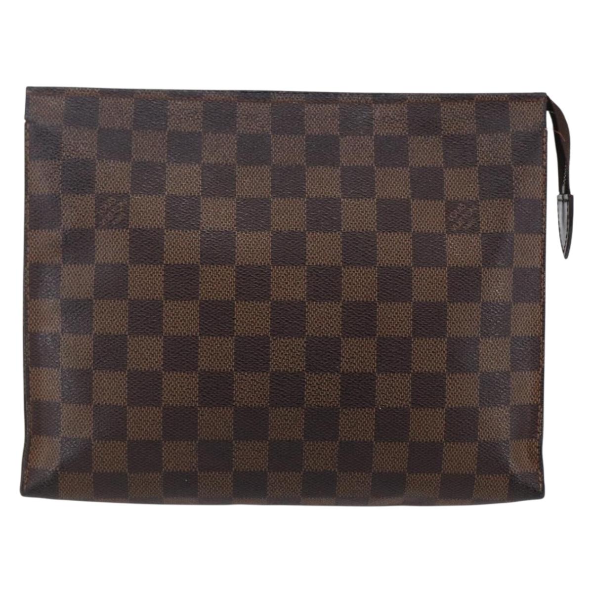 LOUIS VUITTON Damier Ebene Poche Toilette 26 Pouch N47543 LV Auth 148255