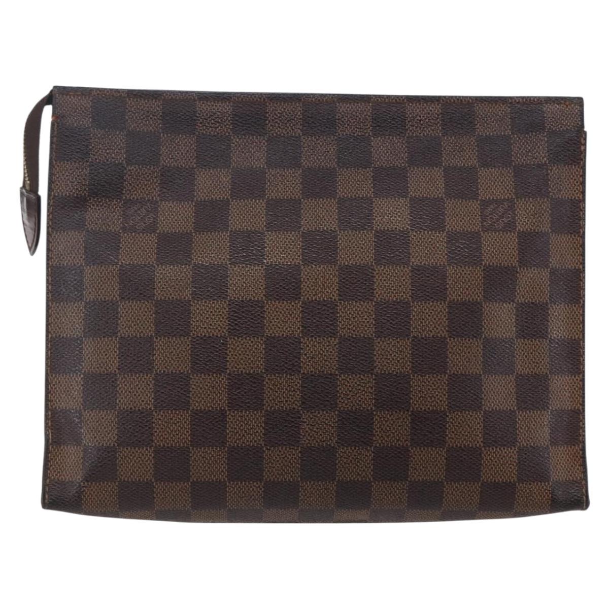LOUIS VUITTON Damier Ebene Poche Toilette 26 Pouch N47543 LV Auth 148255