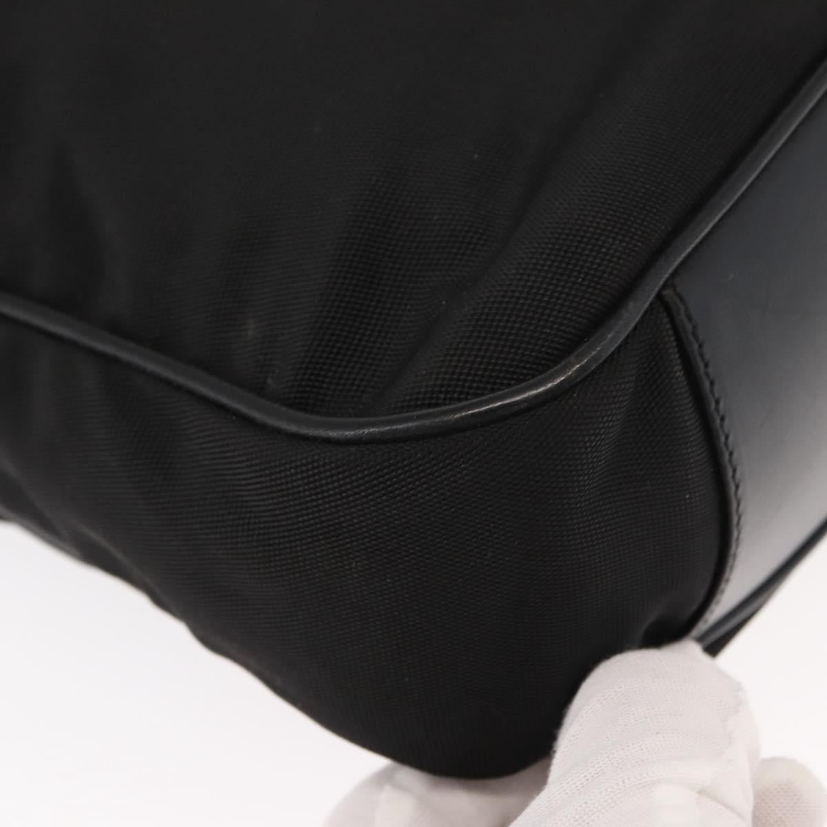 GUCCI Bamboo Shoulder Bag Nylon 2way Black Silver 001 1638 1705 Auth 148258