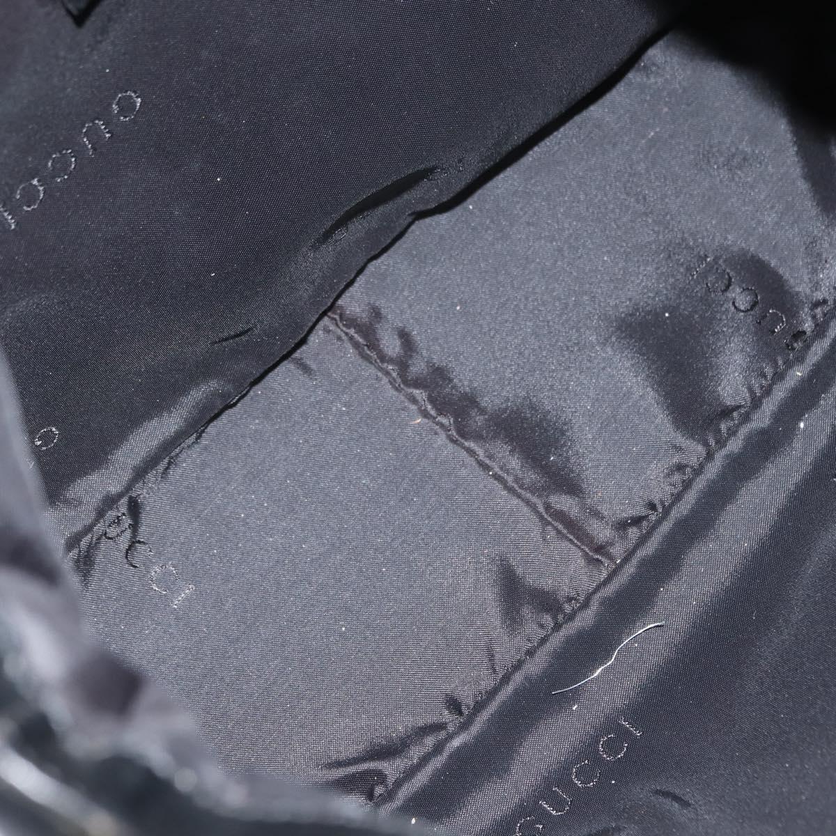 GUCCI Bamboo Shoulder Bag Nylon 2way Black Silver 001 1638 1705 Auth 148258