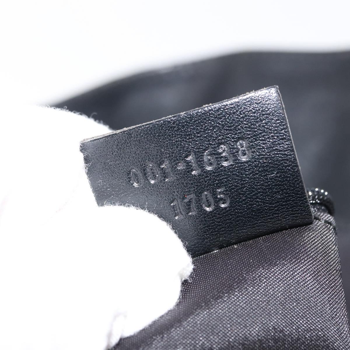 GUCCI Bamboo Shoulder Bag Nylon 2way Black Silver 001 1638 1705 Auth 148258