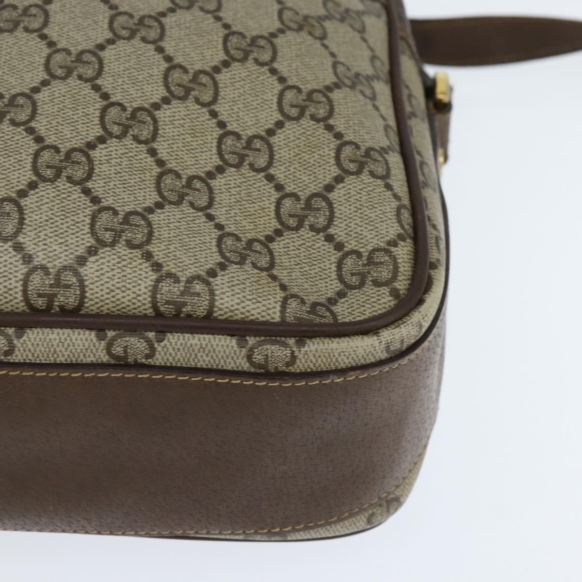 GUCCI GG Supreme Web Sherry Line Shoulder Bag PVC Beige Red Auth 148262