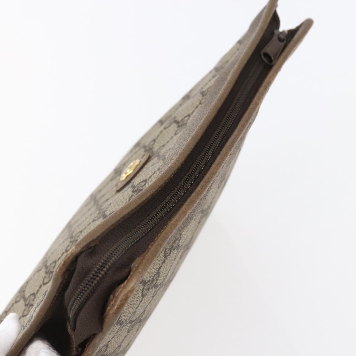 GUCCI GG Supreme Clutch Bag PVC Beige Gold 97 01 038 Auth 148263