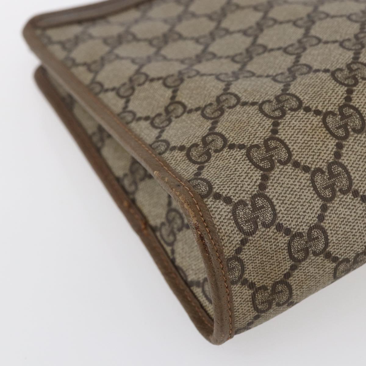 GUCCI GG Supreme Clutch Bag PVC Beige Gold 97 01 038 Auth 148263