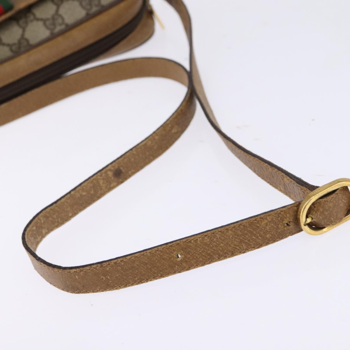 GUCCI GG Supreme Web Sherry Line Shoulder Bag PVC Beige 116 02 089 Auth 148264