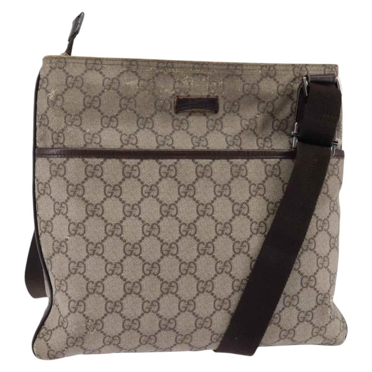 GUCCI GG Supreme Shoulder Bag PVC Beige 141626 Auth 148265