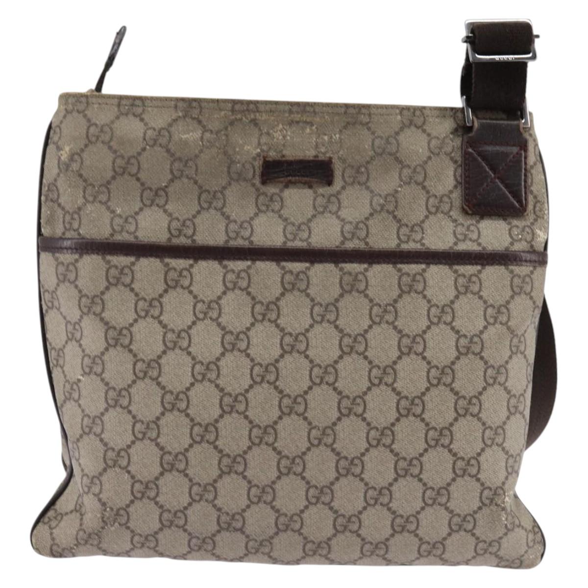 GUCCI GG Supreme Shoulder Bag PVC Beige 141626 Auth 148265