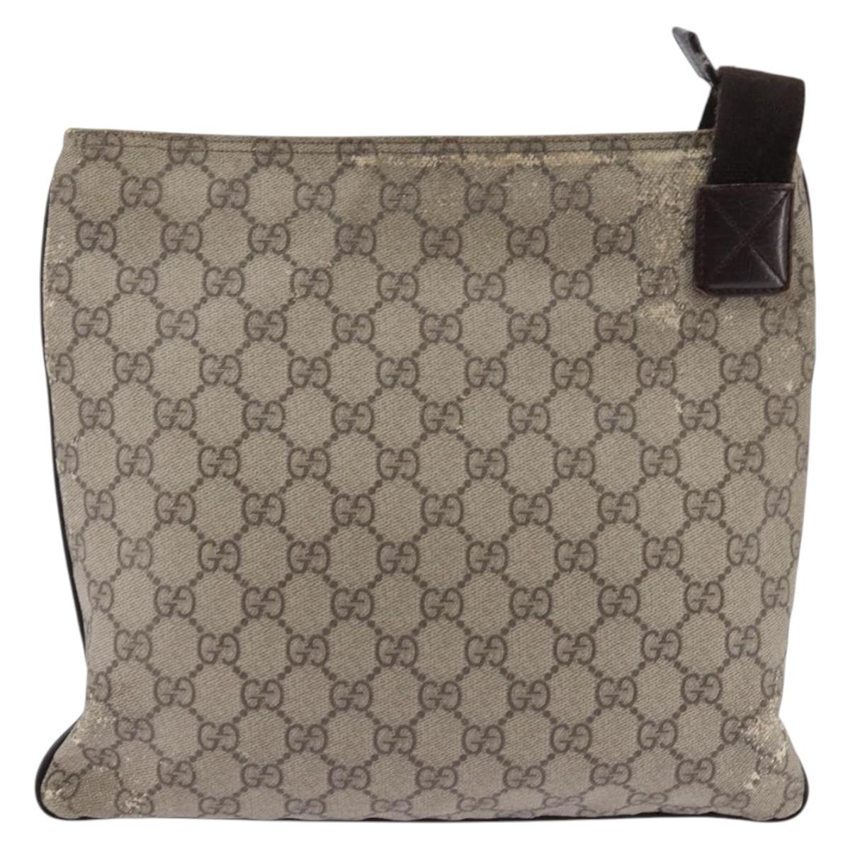 GUCCI GG Supreme Shoulder Bag PVC Beige 141626 Auth 148265