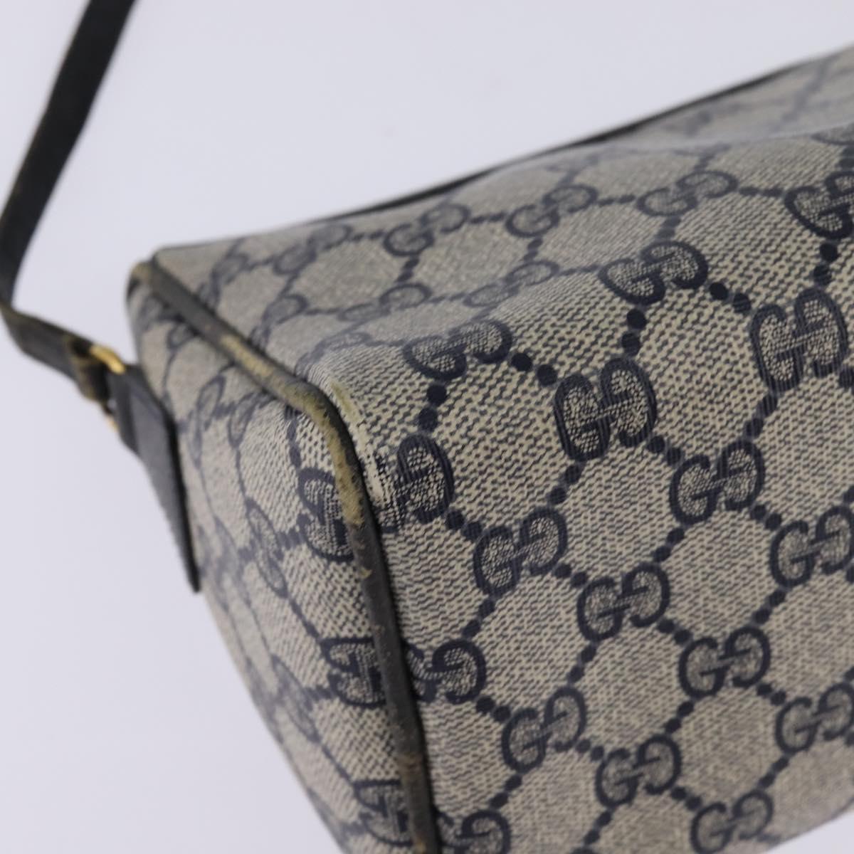 GUCCI GG Supreme Shoulder Bag PVC Navy Gold Auth 148266