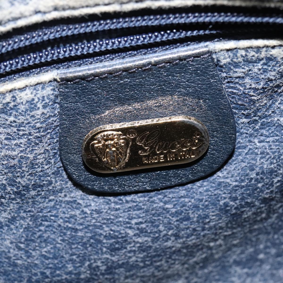 GUCCI GG Supreme Shoulder Bag PVC Navy Gold Auth 148266