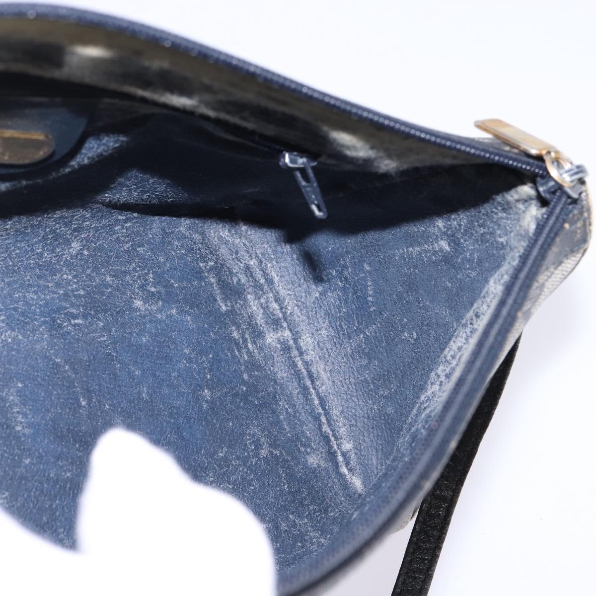 GUCCI GG Supreme Shoulder Bag PVC Navy Gold Auth 148266