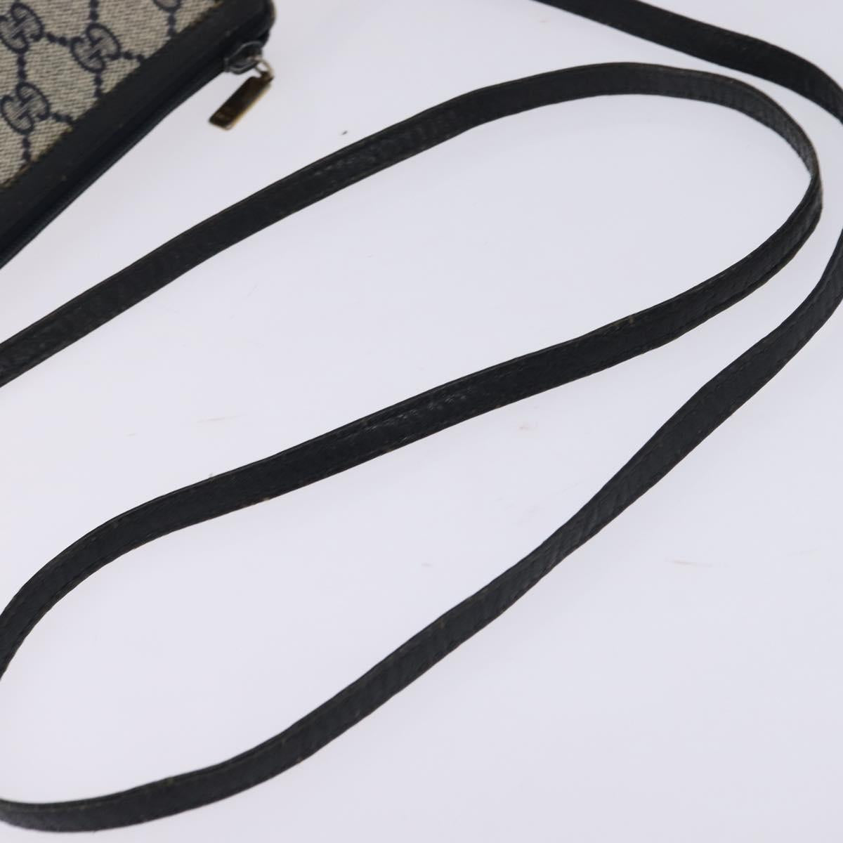 GUCCI GG Supreme Shoulder Bag PVC Navy Gold Auth 148266