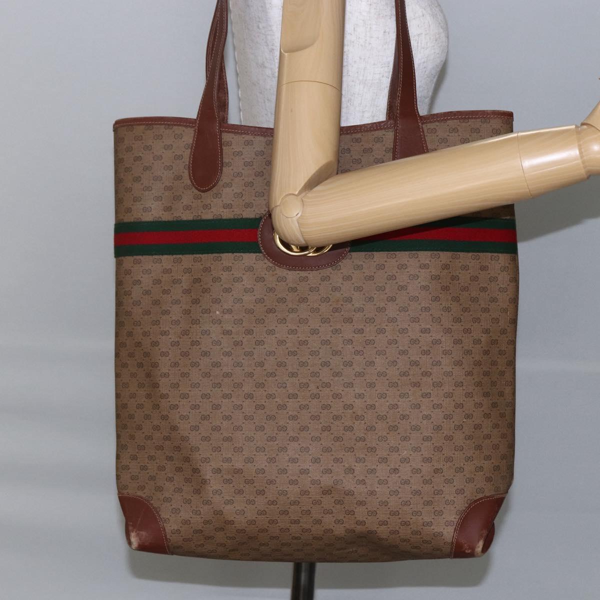 GUCCI Micro GG Supreme Web Sherry Line Bag PVC Beige 002 123 0131 Auth 148270