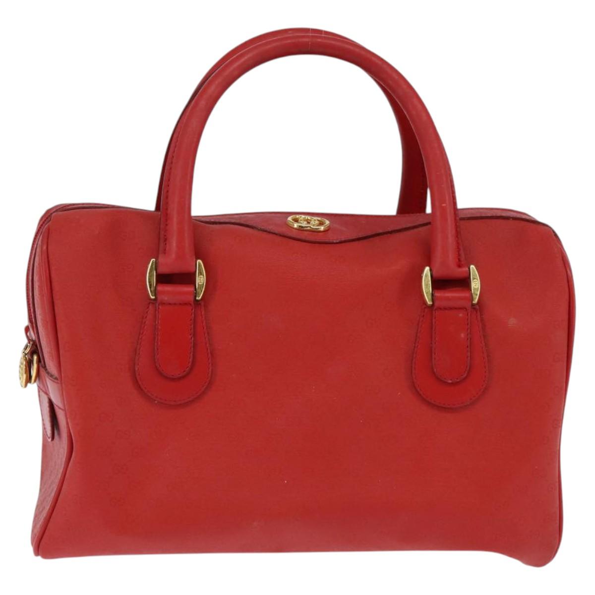 GUCCI Micro GG Canvas Boston Bag Red Gold 002 115 0165 Auth 148271