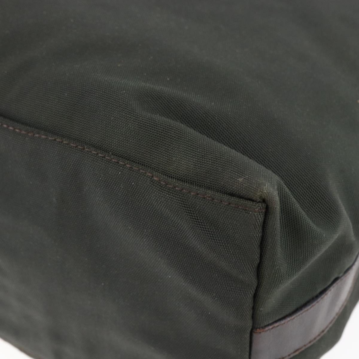 GUCCI Shoulder Bag Nylon Khaki Silver 001 1955 Auth 148272