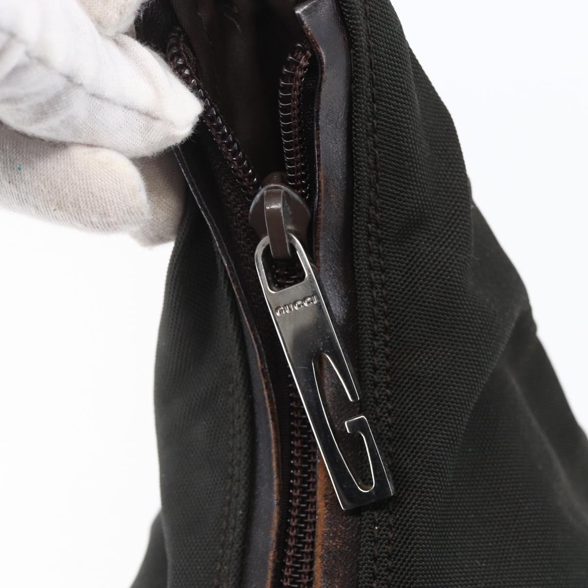 GUCCI Shoulder Bag Nylon Khaki Silver 001 1955 Auth 148272