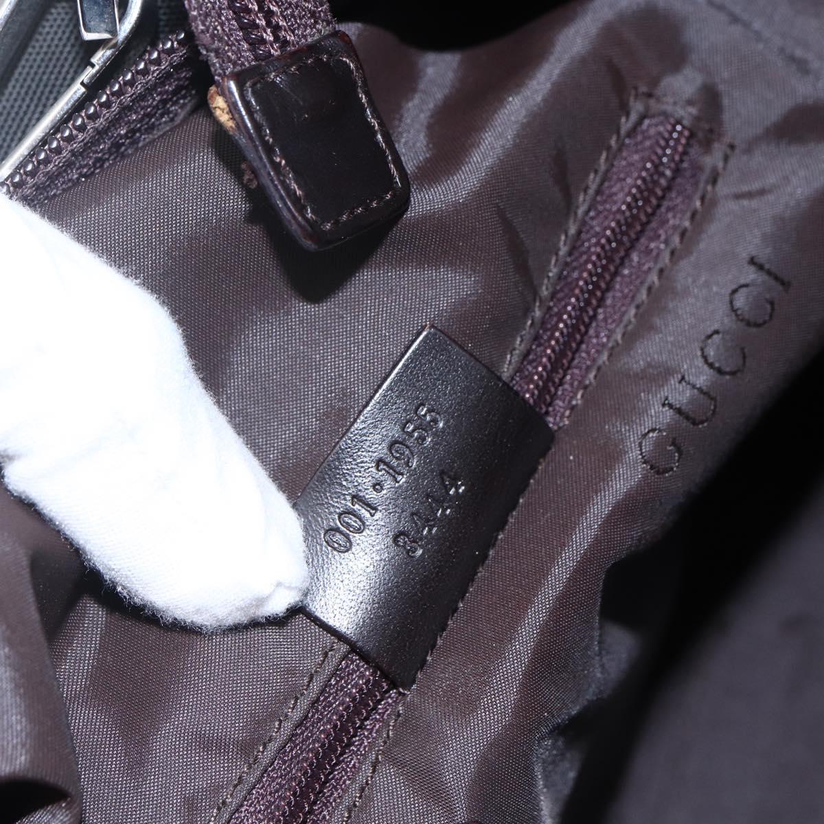 GUCCI Shoulder Bag Nylon Khaki Silver 001 1955 Auth 148272