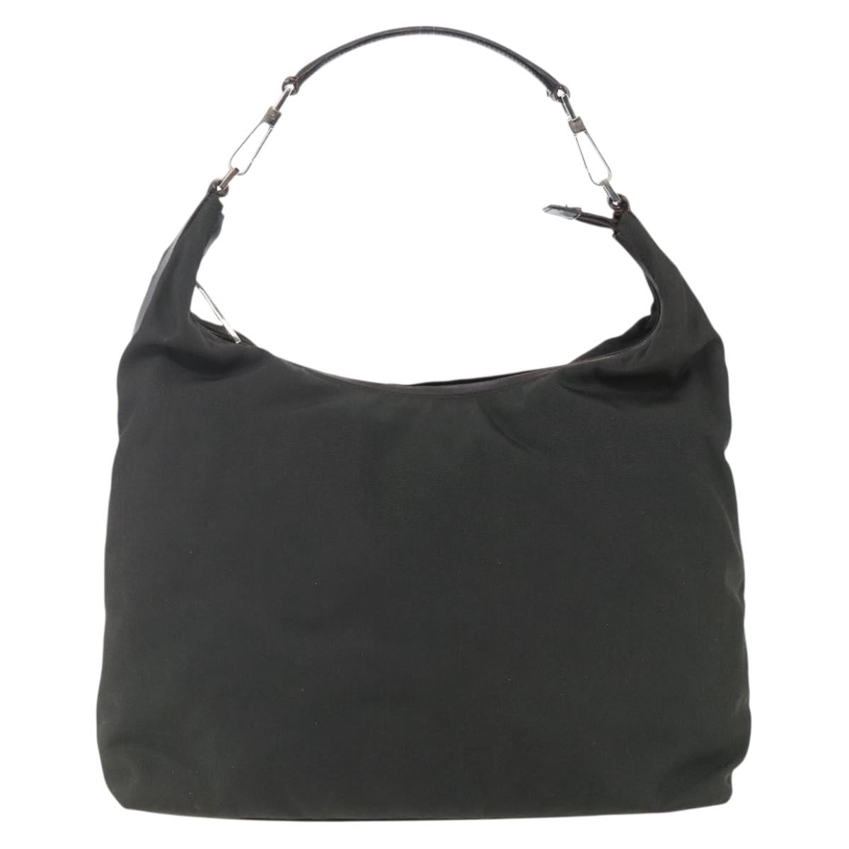 GUCCI Shoulder Bag Nylon Khaki Silver 001 1955 Auth 148272