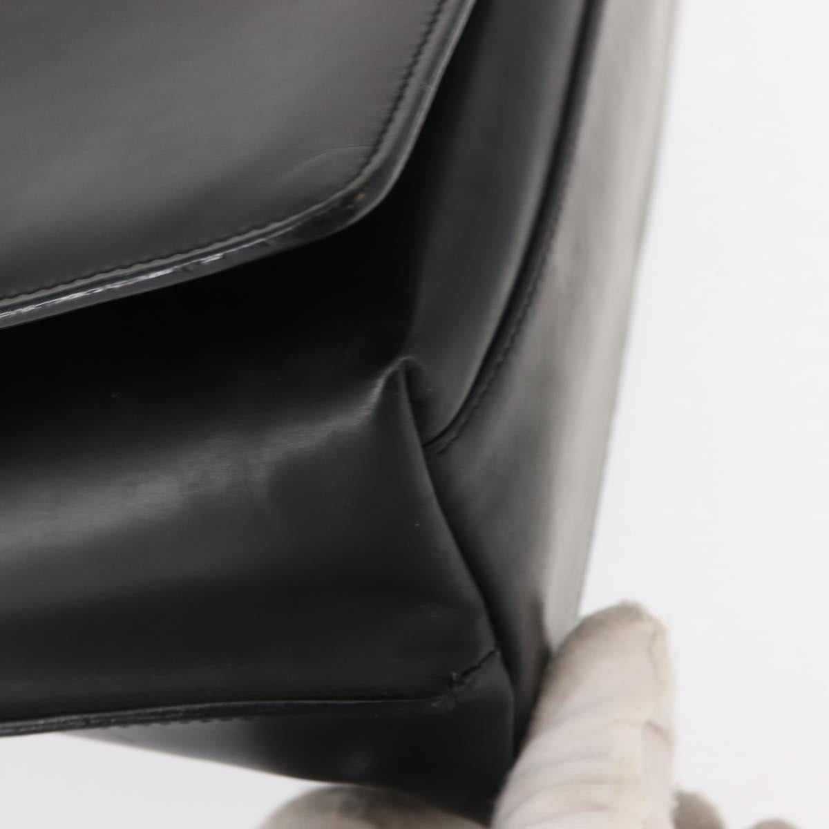 GUCCI Shoulder Bag Leather Black Silver Auth 148273