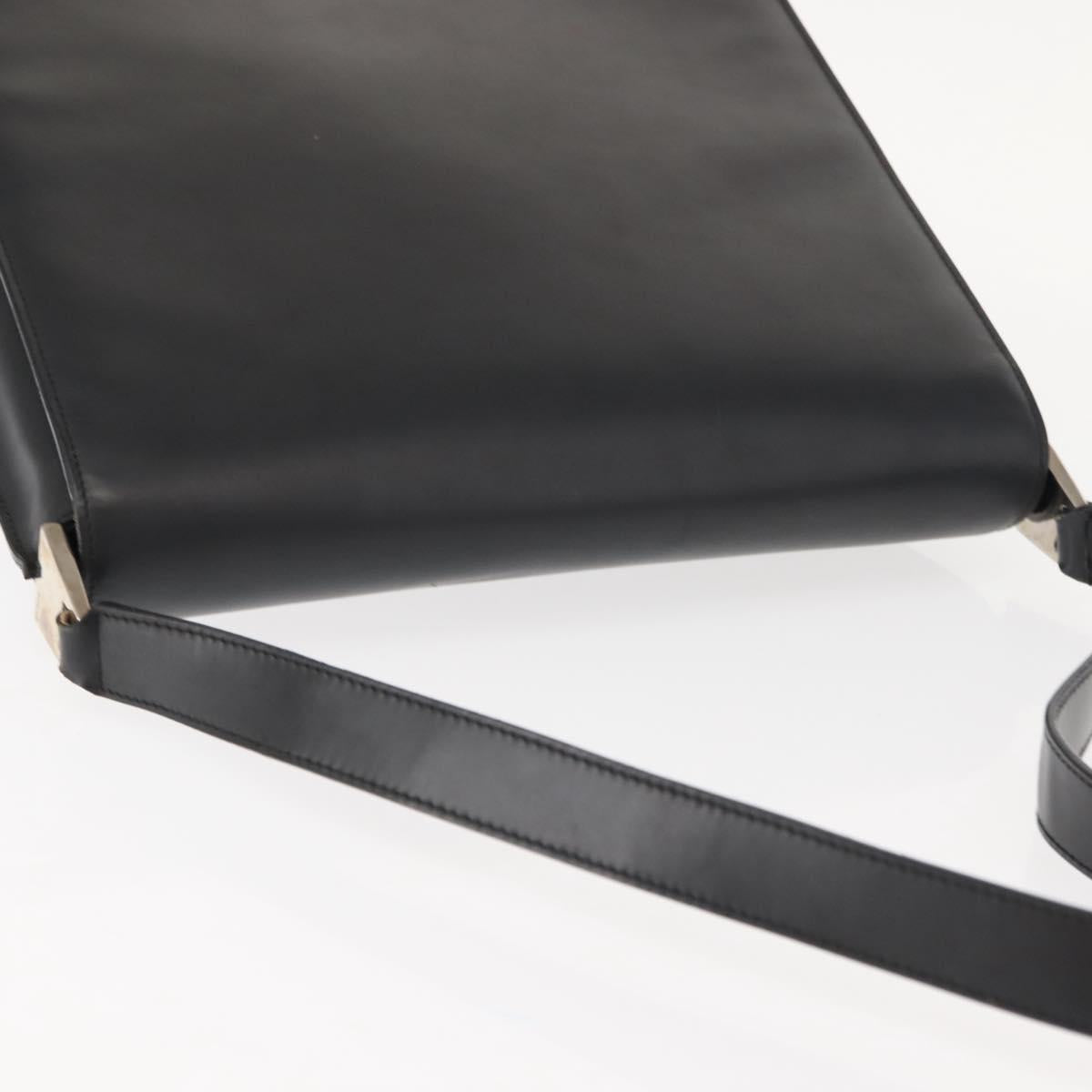 GUCCI Shoulder Bag Leather Black Silver Auth 148273