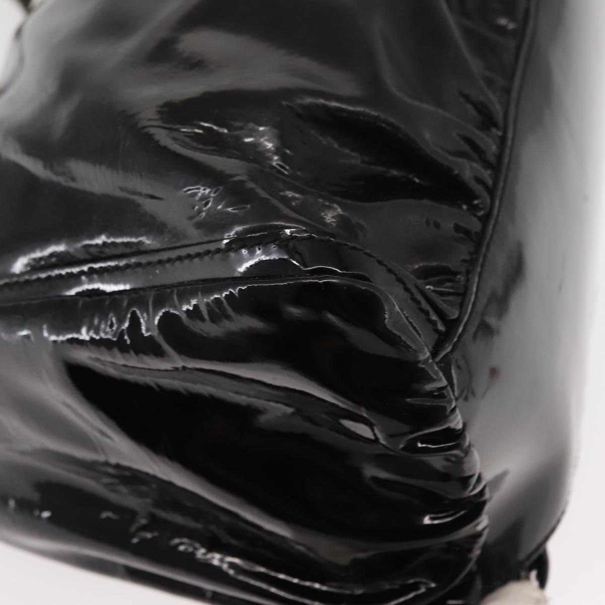 GUCCI Abbey Shoulder Bag Enamel Black Gold 189833 Auth 148274