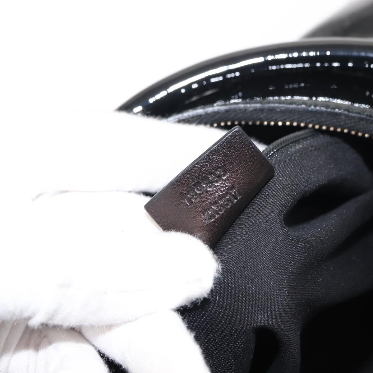 GUCCI Abbey Shoulder Bag Enamel Black Gold 189833 Auth 148274