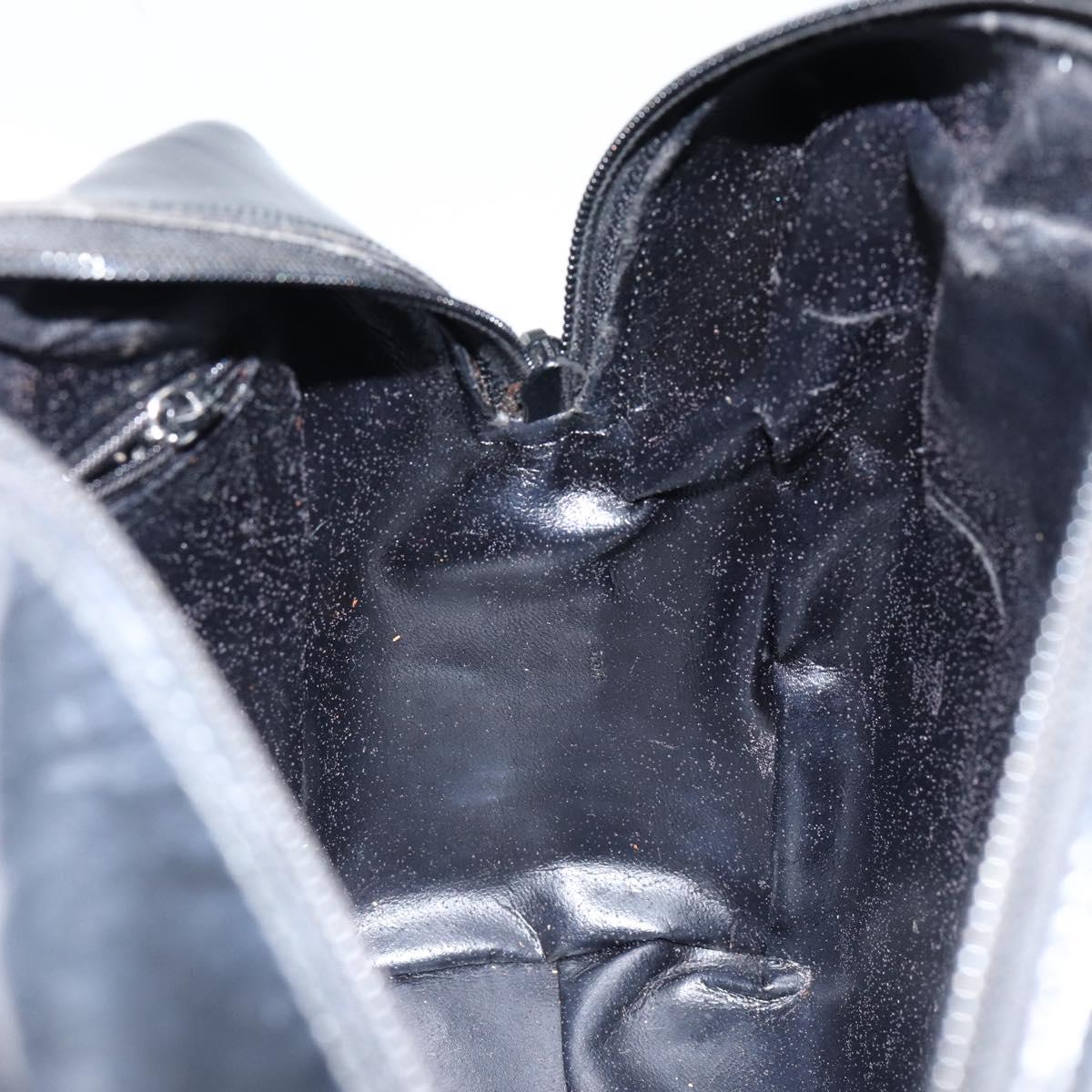 GUCCI Hand Bag Enamel 2way Black Silver 000 1274 0505 Auth 148275