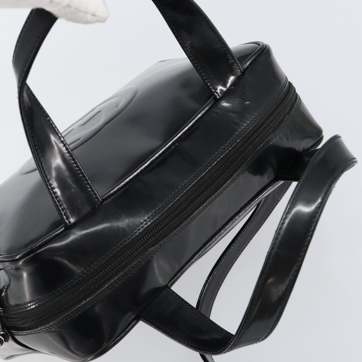 GUCCI Hand Bag Enamel 2way Black Silver 000 1274 0505 Auth 148275