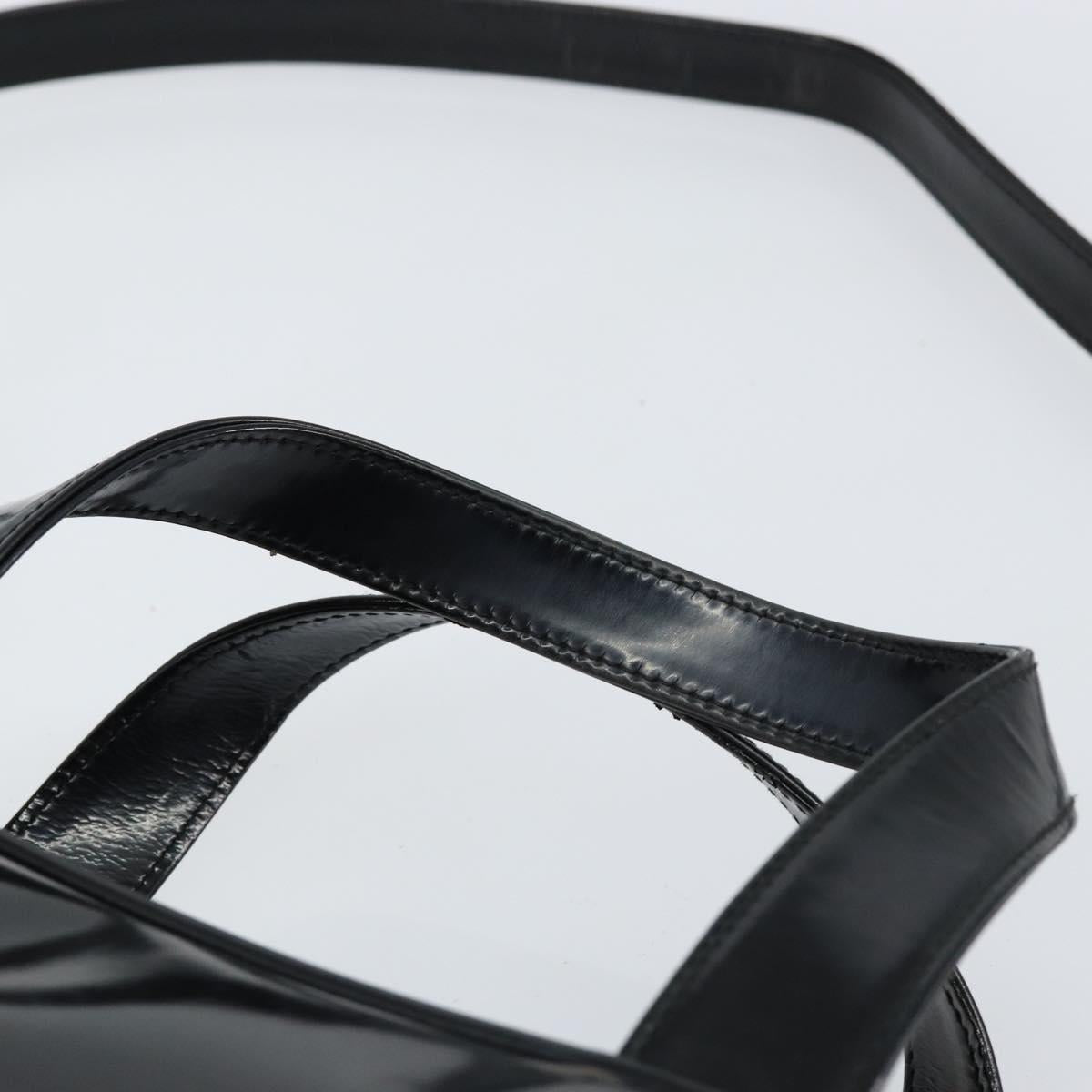 GUCCI Hand Bag Enamel 2way Black Silver 000 1274 0505 Auth 148275