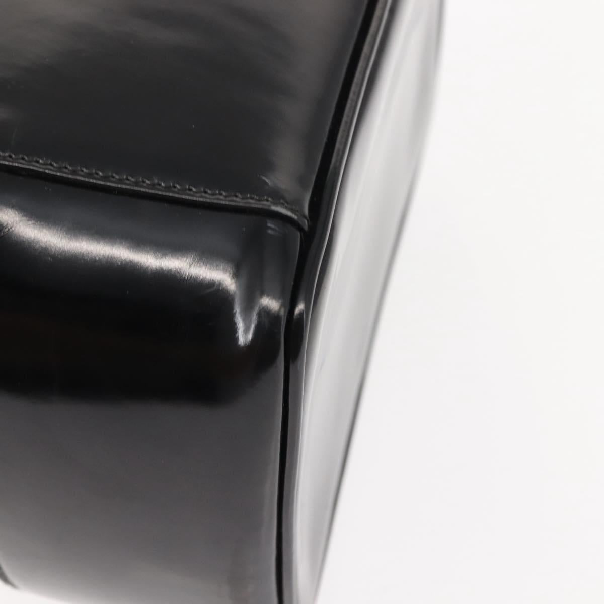 GUCCI Bamboo Vanity Pouch Enamel Black Gold 032 1705 0150 Auth 148276