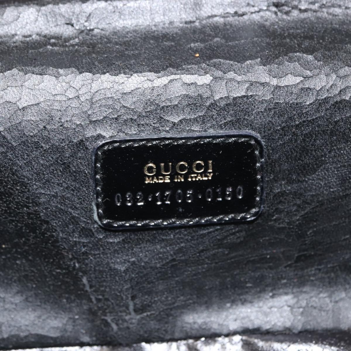 GUCCI Bamboo Vanity Pouch Enamel Black Gold 032 1705 0150 Auth 148276