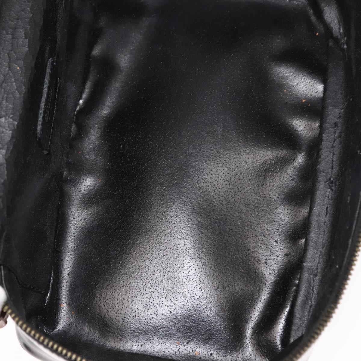 GUCCI Bamboo Vanity Pouch Enamel Black Gold 032 1705 0150 Auth 148276