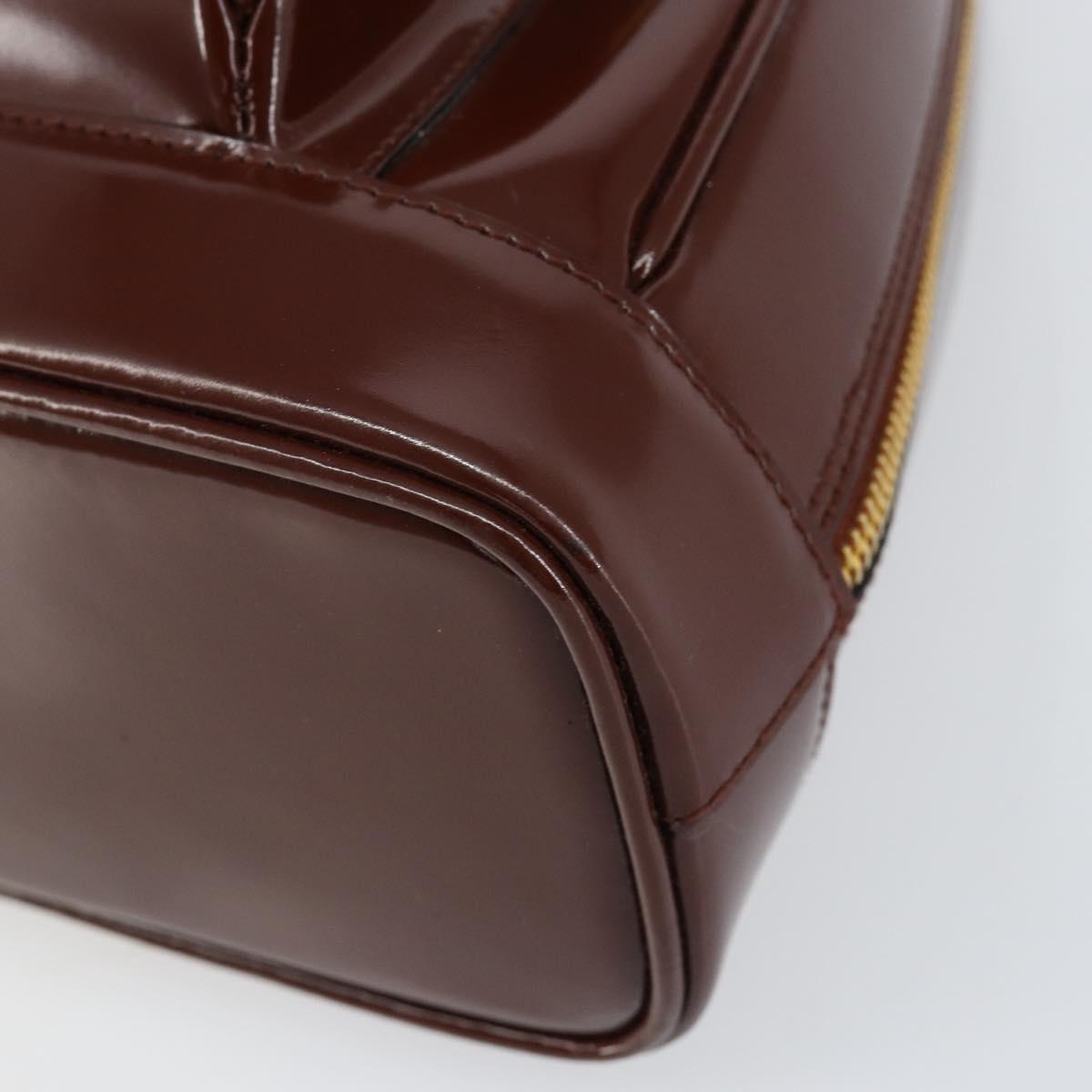 GUCCI Bamboo Body Bag Patent leather Brown Gold 003 3444 0127 Auth 148277