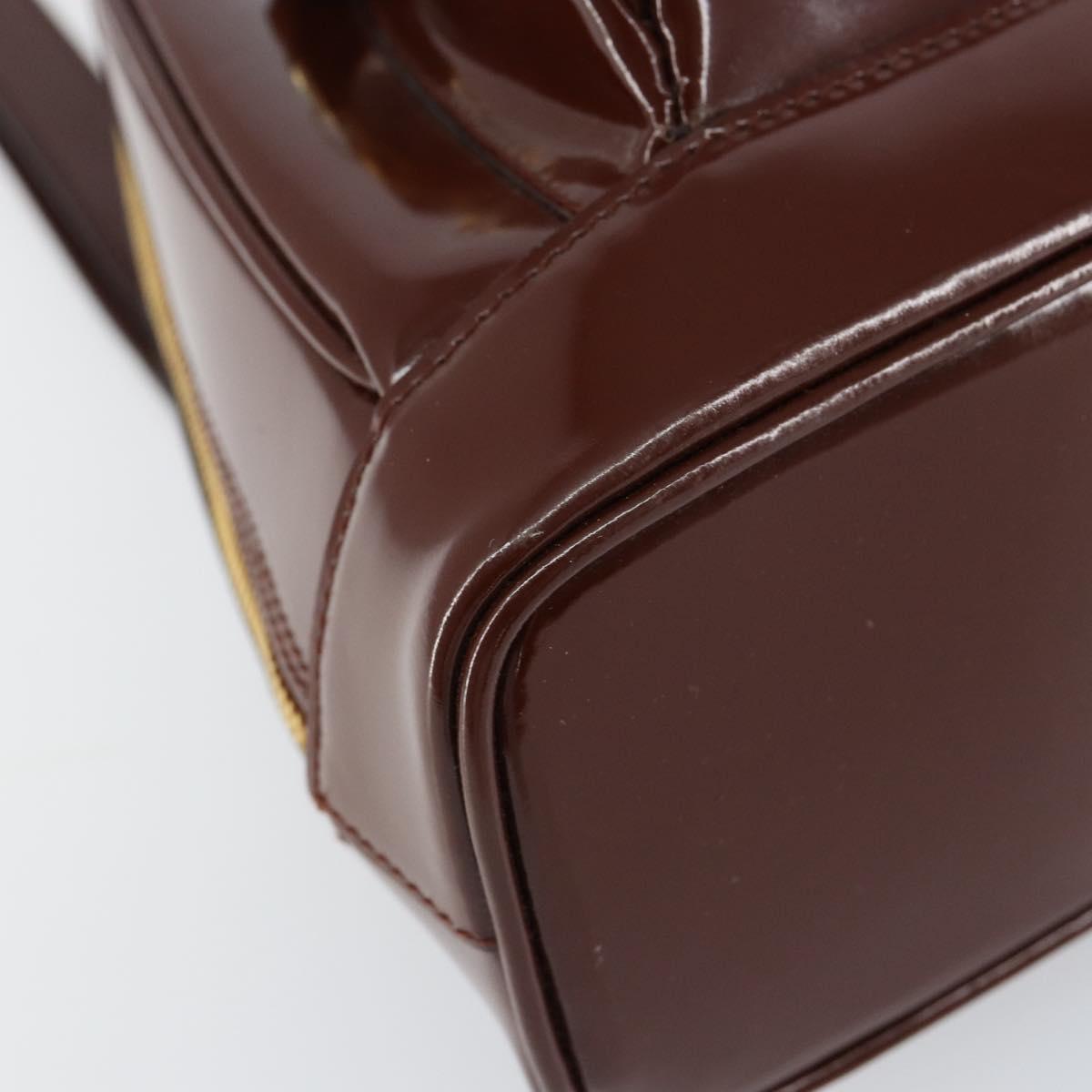 GUCCI Bamboo Body Bag Patent leather Brown Gold 003 3444 0127 Auth 148277