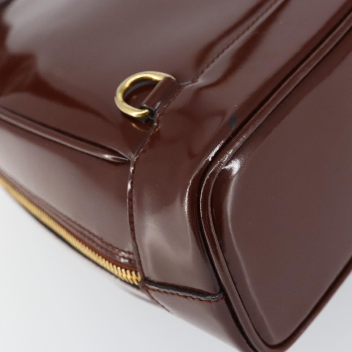 GUCCI Bamboo Body Bag Patent leather Brown Gold 003 3444 0127 Auth 148277