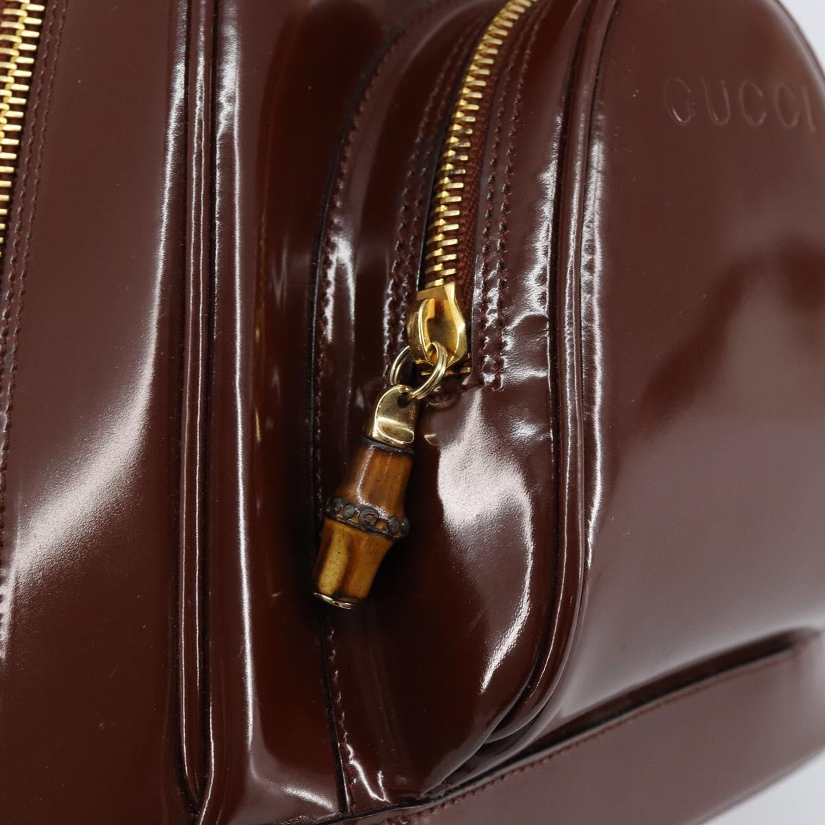 GUCCI Bamboo Body Bag Patent leather Brown Gold 003 3444 0127 Auth 148277