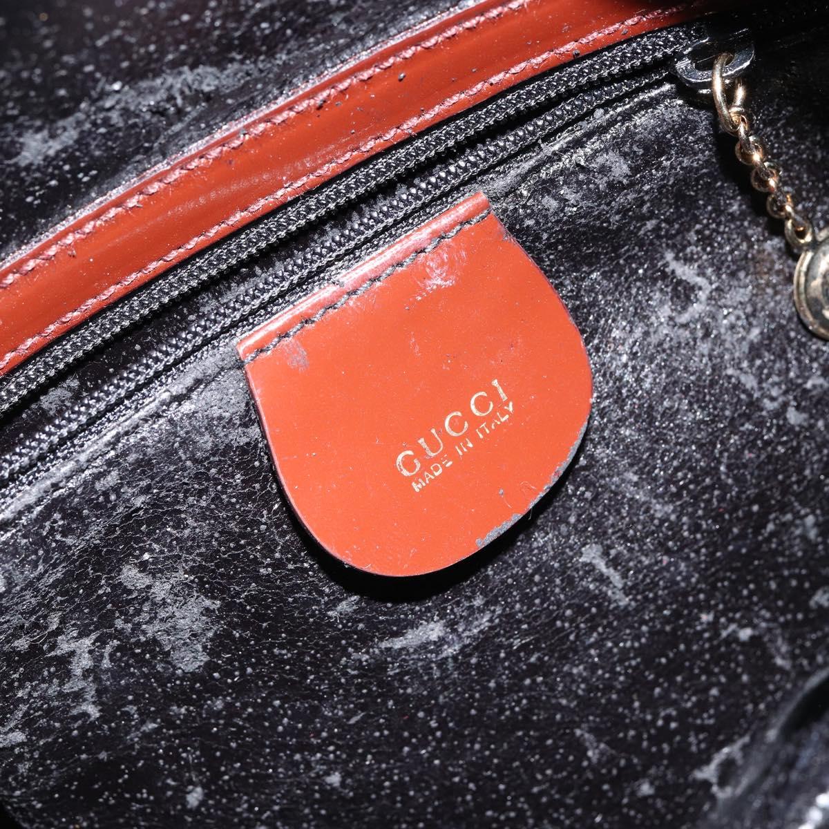 GUCCI Bamboo Body Bag Patent leather Brown Gold 003 3444 0127 Auth 148277