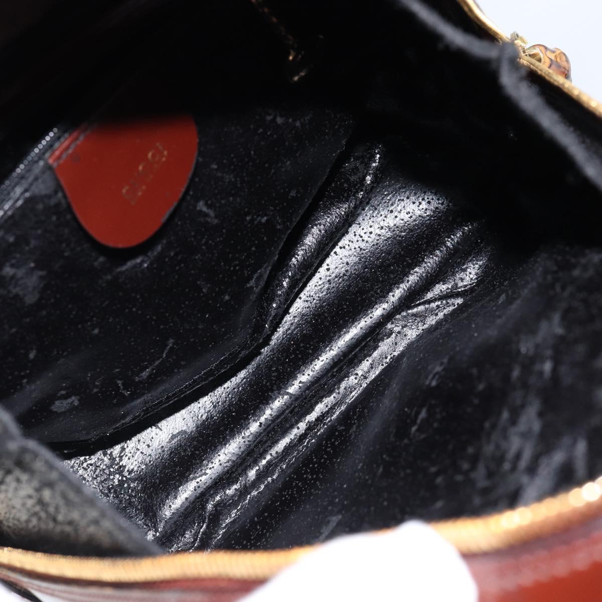 GUCCI Bamboo Body Bag Patent leather Brown Gold 003 3444 0127 Auth 148277