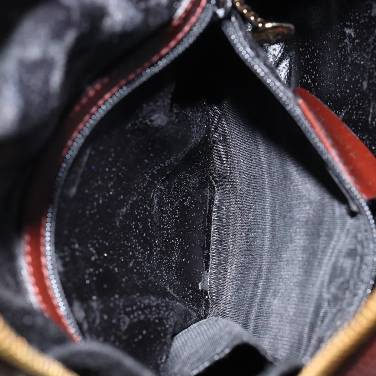 GUCCI Bamboo Body Bag Patent leather Brown Gold 003 3444 0127 Auth 148277