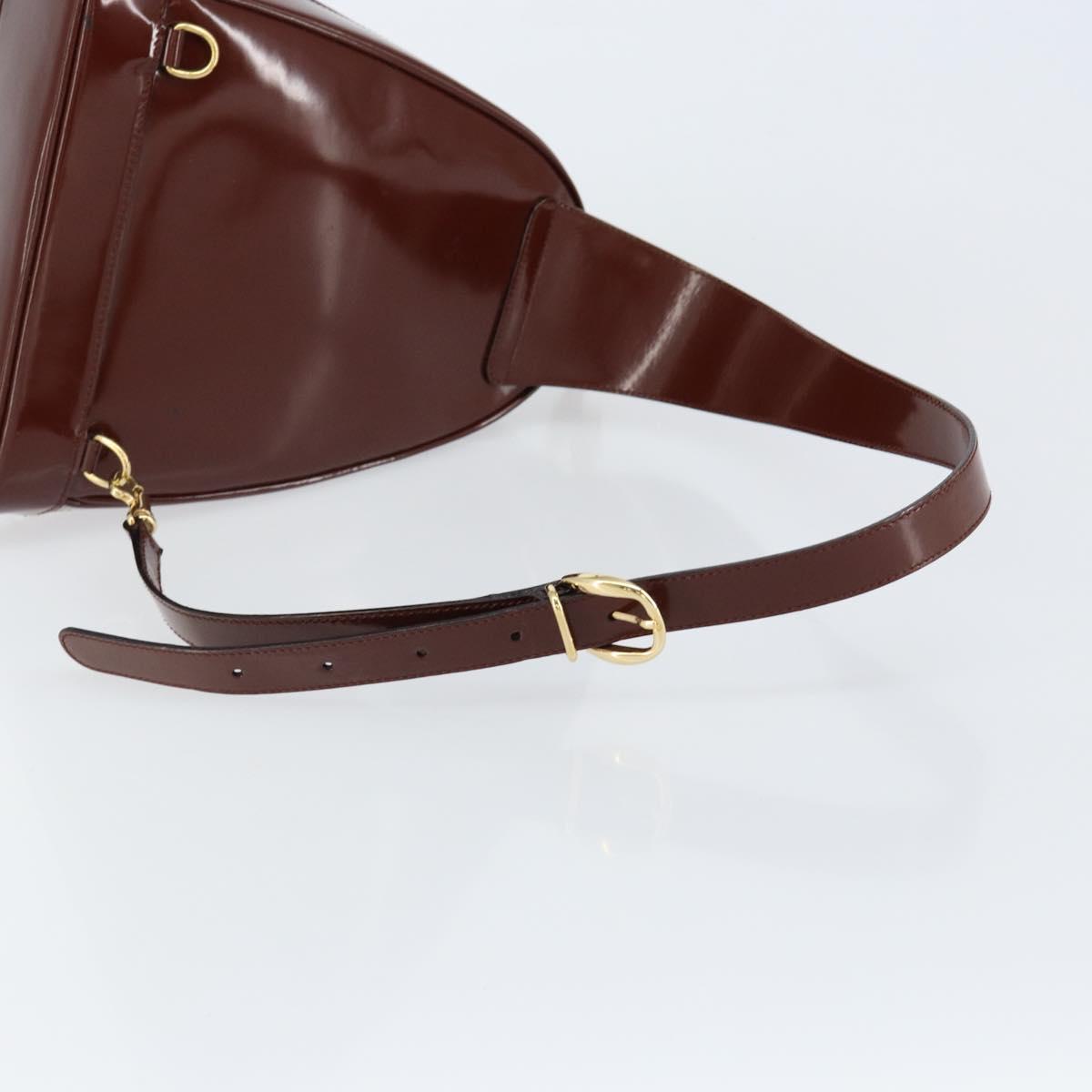 GUCCI Bamboo Body Bag Patent leather Brown Gold 003 3444 0127 Auth 148277